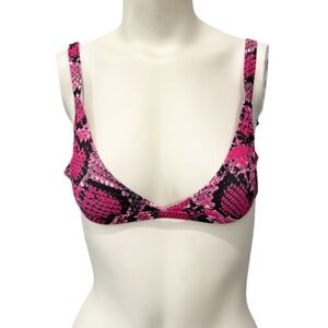 Zaful Triangle Bikini Top Pink Snake Skin Women’s 6 Adjustable Strap NWT